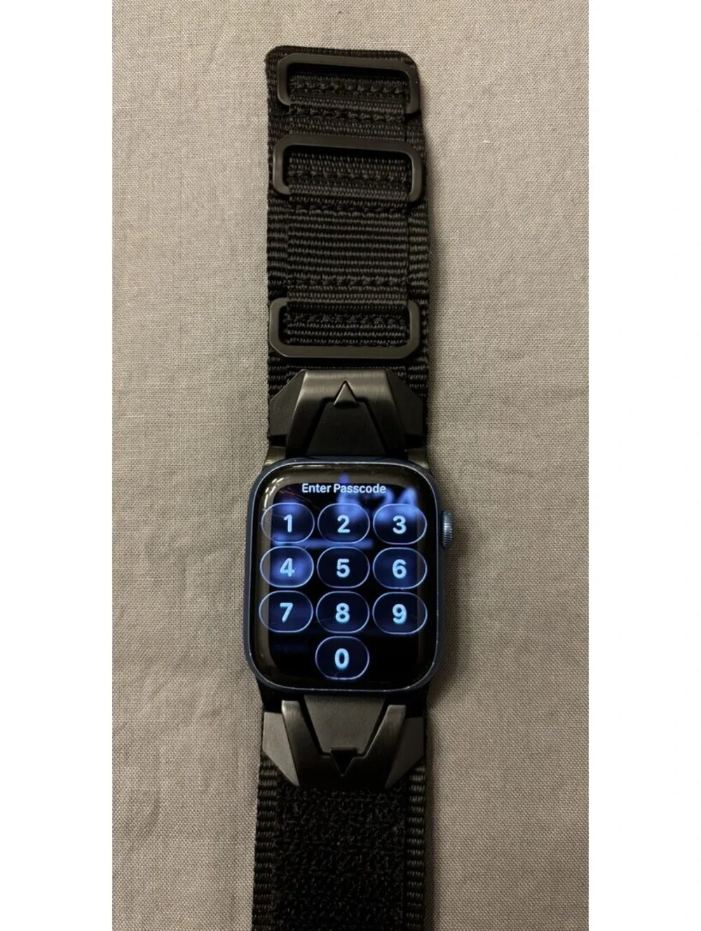 SUNFWR Black Nylon Hook and Loop  Strap w Metal Buckle for Apple Watch Rugged